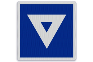 Scheepvaartbord E.5.9 - Ligplaatsen voor schepen met één kegel, geen duwvaart zijnde Scheepvaartbord E.5.9 - Ligplaatsen voor schepen met één kegel, geen duwvaart zijnde
