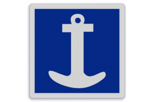 Scheepvaartbord E.6 - Toestemming te ankeren Scheepvaartbord E.6 - Toestemming te ankeren
