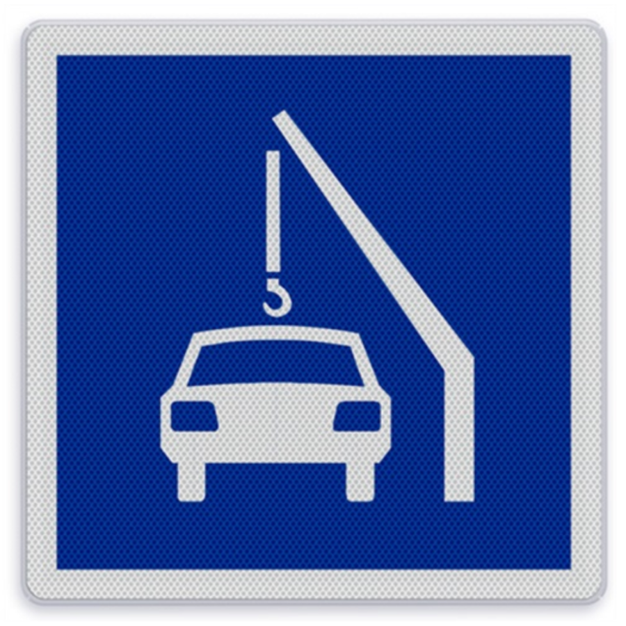 Shipping sign E.7.1 - Permission to moor for the disembarkation or embarkation of a car