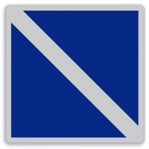 Scheepvaartbord E.11 - Einde van een verbod of een gebod geldend voor één richting of einde van een beperking Scheepvaartbord E.11 - Einde van een verbod of een gebod geldend voor één richting of einde van een beperking