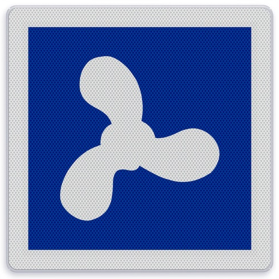 Scheepvaartbord E.15 - Motorschepen toegestaan Scheepvaartbord E.15 - Motorschepen toegestaan