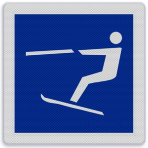 Scheepvaartbord E.17 - Waterskiën toegestaan