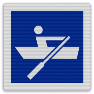 Scheepvaartbord E.19 - Door spierkracht voortbewogen schepen toegestaan Scheepvaartbord E.19 - Door spierkracht voortbewogen schepen toegestaan
