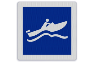 Scheepvaartbord E.21 - Snel varen voor kleine motorschepen toegestaan Scheepvaartbord E.21 - Snel varen voor kleine motorschepen toegestaan