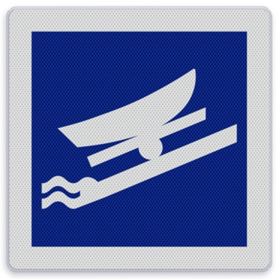 Scheepvaartbord E.22 - Tewaterlaten of uit het water halen toegestaan Scheepvaartbord E.22 - Tewaterlaten of uit het water halen toegestaan