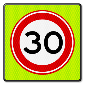 Verkeersbord RVV A01-30f - Maximum snelheid 30 km/u Verkeersbord RVV A01-30f - Maximum snelheid 30 km/u