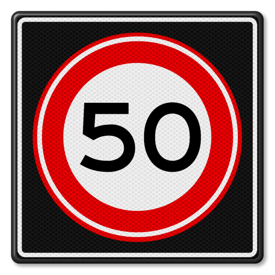 Verkeersbord RVV A01-50s - Maximum snelheid 50 km/h