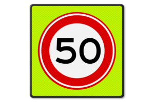 Verkeersbord RVV A01-50f - Maximum snelheid 50 km/u Verkeersbord RVV A01-50f - Maximum snelheid 50 km/u
