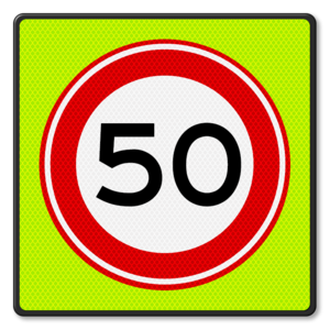 Verkeersbord RVV A01-50f - Maximum snelheid 50 km/u Verkeersbord RVV A01-50f - Maximum snelheid 50 km/u