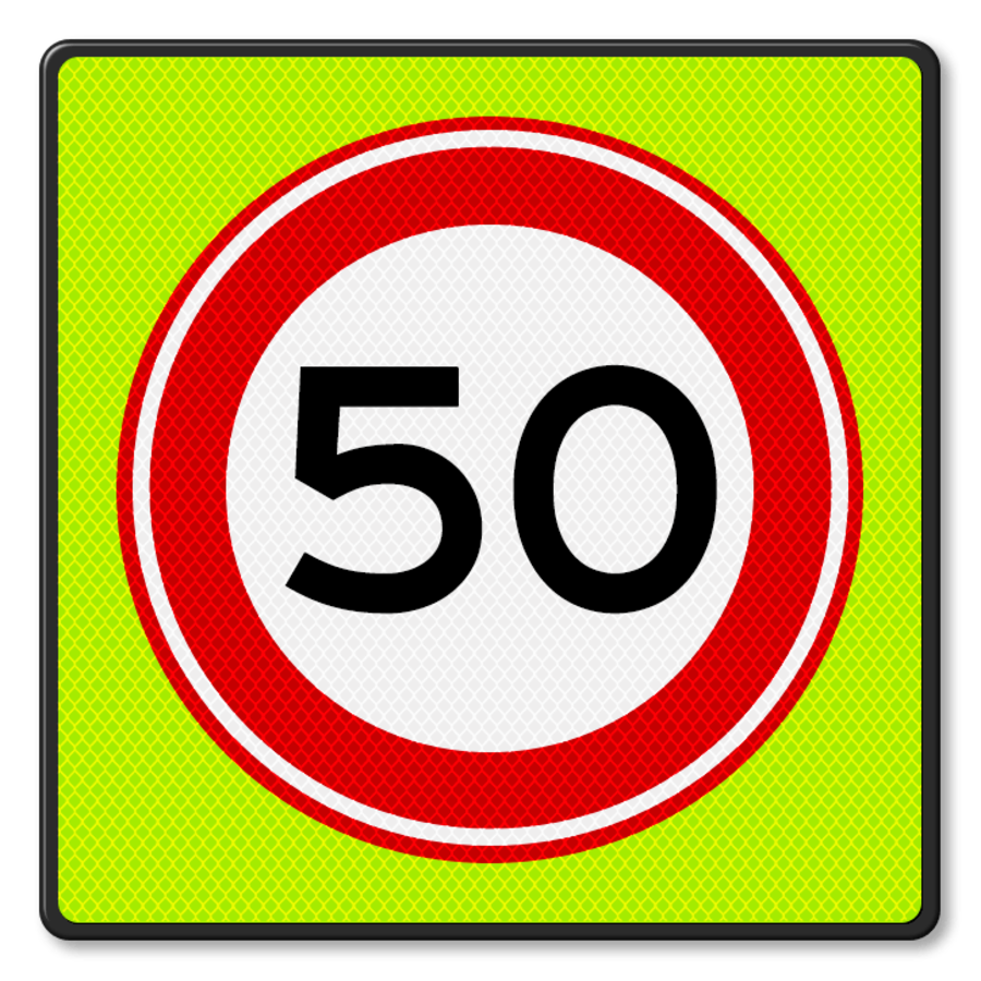 Verkeersbord RVV A01-50f - Maximum snelheid 50 km/u
