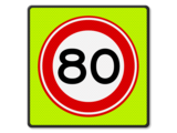 Verkeersbord RVV A01-80f - Maximum snelheid 80 km/u