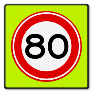 Verkeersbord RVV A01-80f - Maximum snelheid 80 km/u