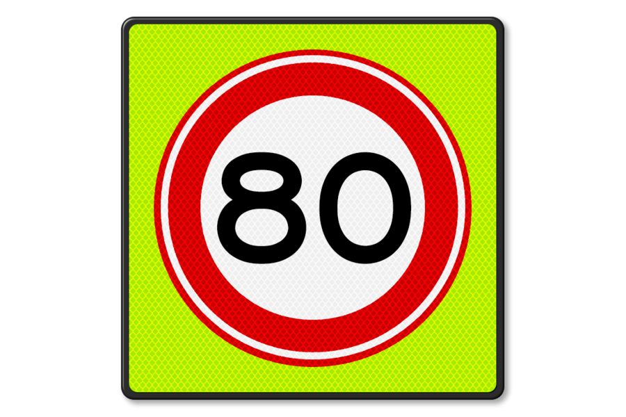Verkeersbord RVV A01-80f - Maximum snelheid 80 km/u