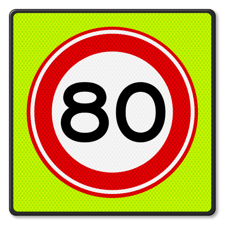 Traffic Sign RVV A01-80f - Maximum speed 80 km/h