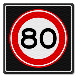 Verkeersbord RVV A01-80s - Maximum snelheid 80 km/u