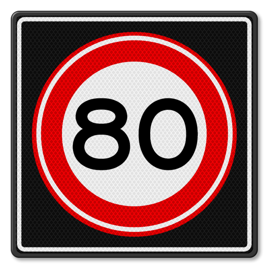 Verkeersbord RVV A01-80s - Maximum snelheid 80 km/u