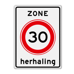 Traffic sign RVV A01-30zh - Maximum speed zone repeat