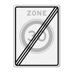 Traffic sign RVV A02-30ze - End maximum speed zone