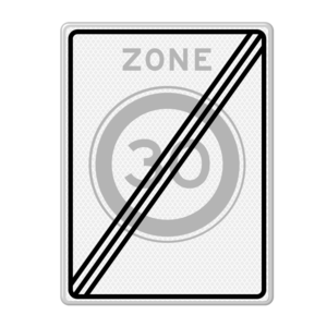 Verkeersbord RVV A02-30ze - Einde zone maximum snelheid 30km/u Verkeersbord RVV A02-30ze - Einde zone maximum snelheid 30km/u