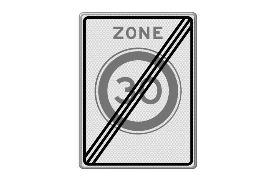 Traffic sign RVV A02-30ze - End maximum speed zone 30km/h