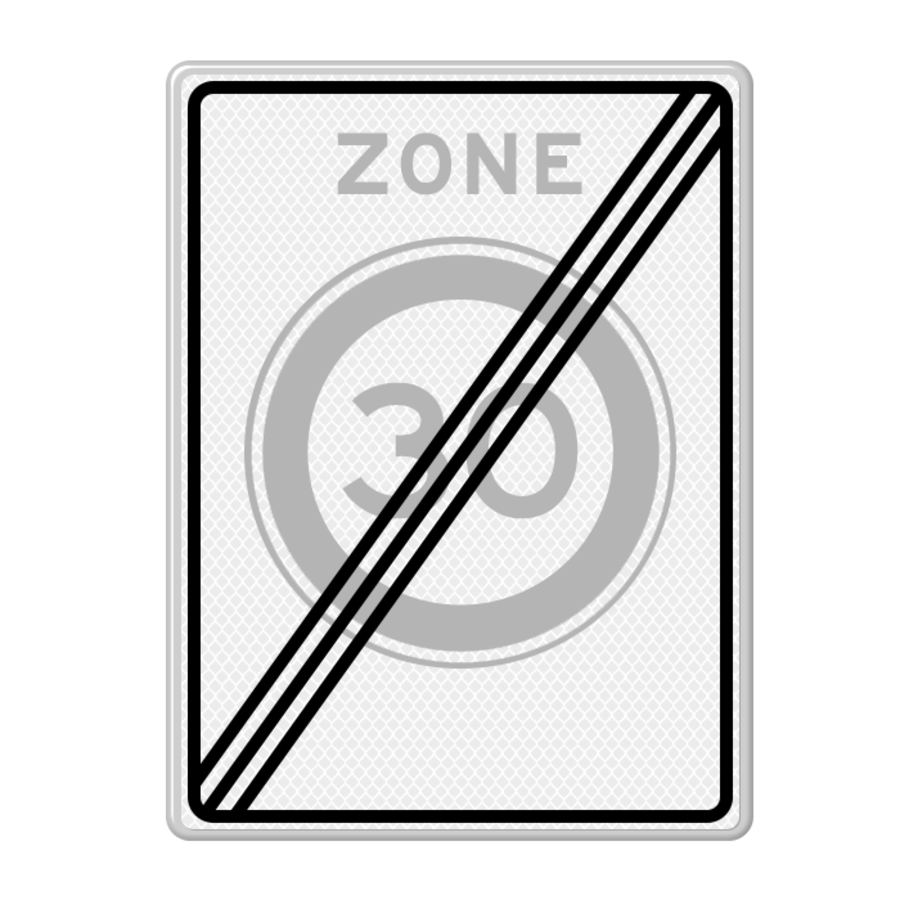 Verkeersbord RVV A02-30ze - Einde zone maximum snelheid 30km/u Verkeersbord RVV A02-30ze - Einde zone maximum snelheid 30km/u
