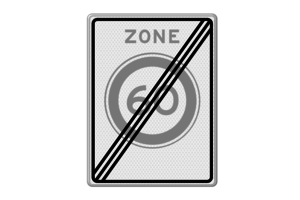 Verkeersbord RVV A02-60ze - Einde zone maximum snelheid Verkeersbord RVV A02-60ze - Einde zone maximum snelheid