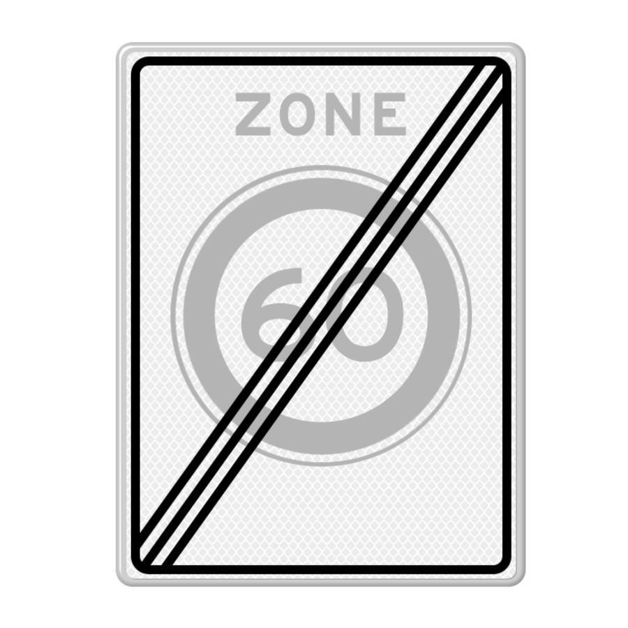 Traffic sign RVV A02-60ze - End maximum speed zone 60 km/h