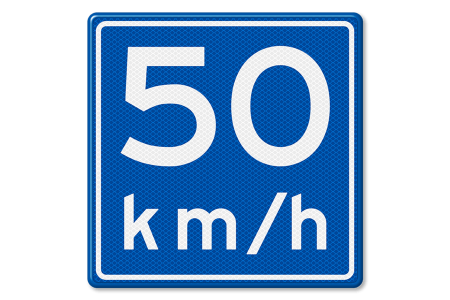 Verkeersbord RVV A04-50 adviessnelheid - snelheid invoerbaar