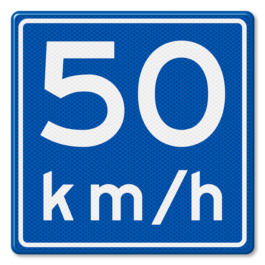 Verkeersbord RVV A04-50 adviessnelheid - snelheid invoerbaar