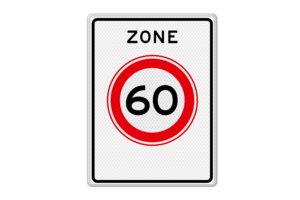 Verkeersbord RVV A01-60zb - Begin zone maximum snelheid 60 km/u