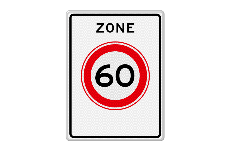 Verkeersbord RVV A01-60zb - Begin zone maximum snelheid 60 km/u