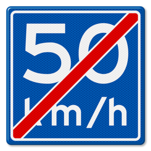 Verkeersbord RVV A05 - Einde adviessnelheid 50 km/u Verkeersbord RVV A05 - Einde adviessnelheid 50 km/u