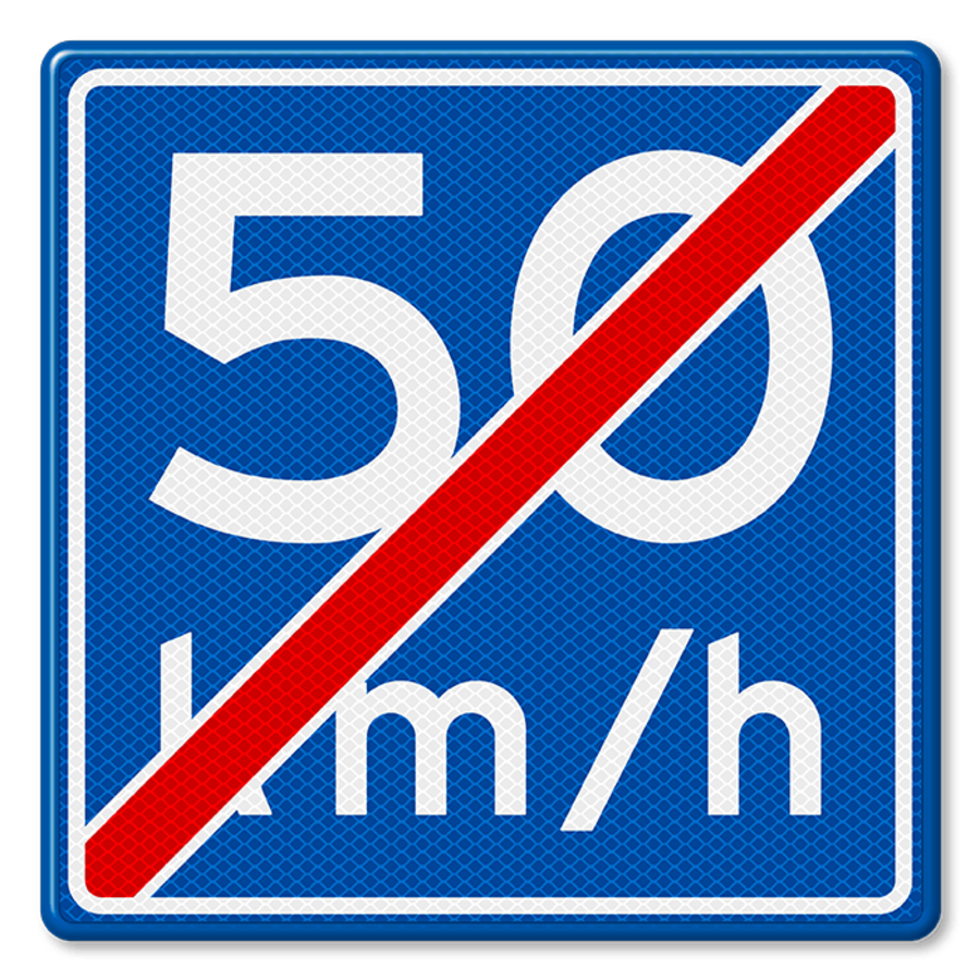 Traffic sign RVV A05 - End of advisory speed 50 km/h Traffic sign RVV A05 - End of advisory speed 50 km/h