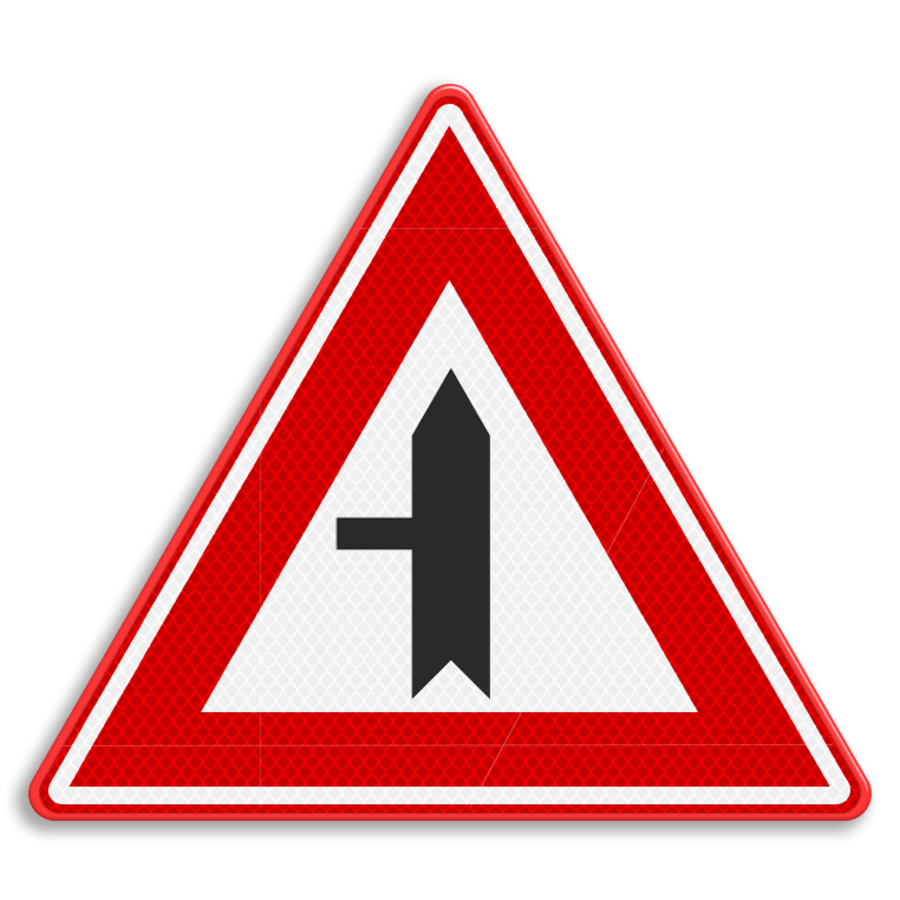 Verkeersbord RVV B04 - Voorrangskruispunt zijweg links Verkeersbord RVV B04 - Voorrangskruispunt zijweg links