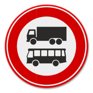 Verkeersbord RVV C07b - Gesloten voor vrachtauto's en bussen