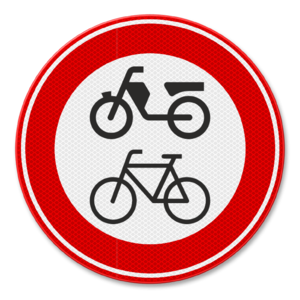 Traffic sign RVV C15 - Forbidden for cyclists and moppeds Traffic sign RVV C15 - Forbidden for cyclists and moppeds