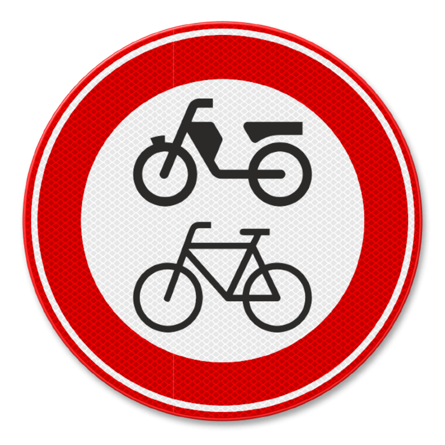 Traffic sign RVV C15 - Forbidden for cyclists and moppeds Traffic sign RVV C15 - Forbidden for cyclists and moppeds