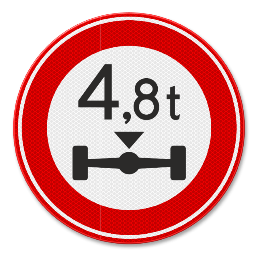 Verkeersbord RVV C20 - Gesloten voor te zware aslast Verkeersbord RVV C20 - Gesloten voor te zware aslast