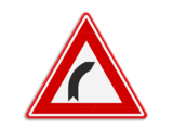 Traffic sign RVV J02 - Warning bend to right