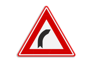 Traffic sign RVV J02 - Warning bend to right