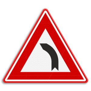Verkeersbord RVV J03 - Waarschuwing bocht naar links Verkeersbord RVV J03 - Waarschuwing bocht naar links