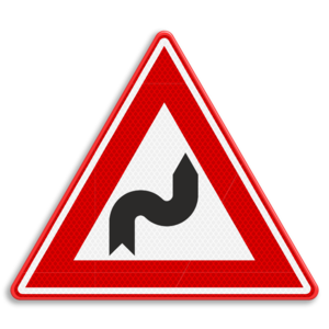 Traffic sign RVV J04 - Dubble bend first to right Traffic sign RVV J04 - Dubble bend first to right
