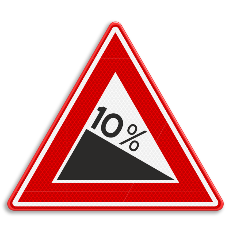 Traffic sign RVV J07 - Steep hill downwards