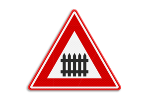 Traffic sign RVV J10 - Railroad crossing ahead with barriers Traffic sign RVV J10 - Railroad crossing ahead with barriers