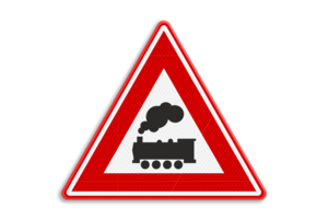 Verkeersbord RVV J11 - Waarschuwing overweg zonder slagbomen Verkeersbord RVV J11 - Waarschuwing overweg zonder slagbomen