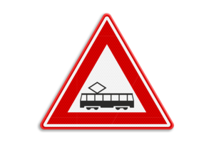 Verkeersbord RVV J14 - Waarschuwing tram(kruising) Verkeersbord RVV J14 - Waarschuwing tram(kruising)
