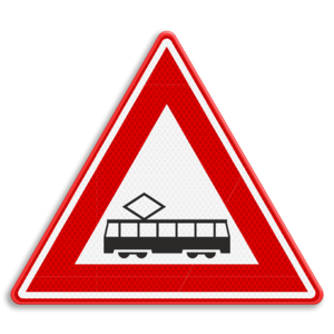 Verkeersbord RVV J14 - Waarschuwing tram(kruising)