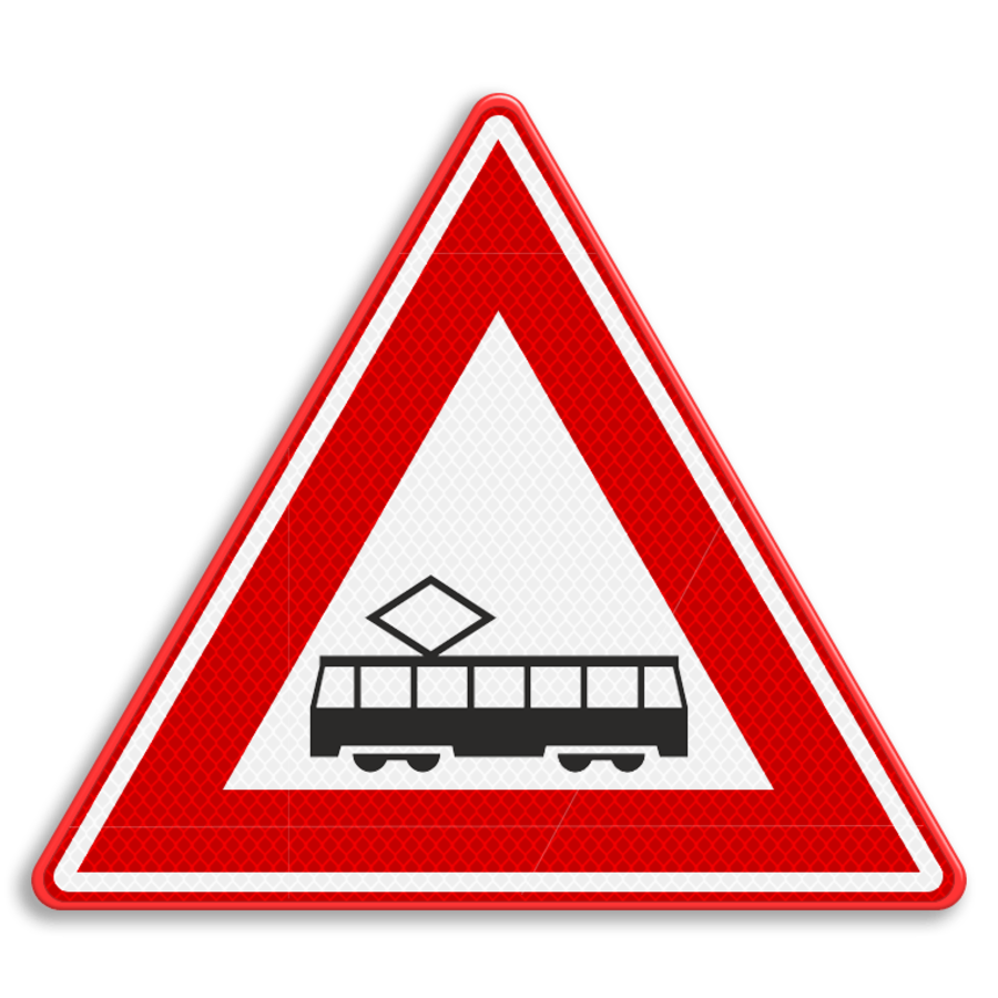 Verkeersbord RVV J14 - Waarschuwing tram(kruising)