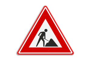 Traffic sign RVV J16 - Roadworks ahead warning Traffic sign RVV J16 - Roadworks ahead warning