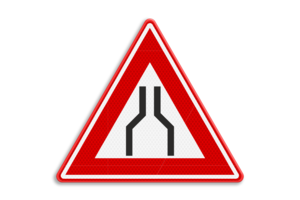 Verkeersbord RVV J17 - Waarschuwing rijbaanversmalling Verkeersbord RVV J17 - Waarschuwing rijbaanversmalling